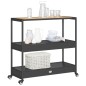 vidaXL Carrito de bar 3 niveles ratán PE y madera maciza acacia negro vidaXL Carrito de bar 3 niveles ratán PE y madera maciza acacia negro