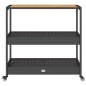 vidaXL Carrito de bar 3 niveles ratán PE y madera maciza acacia negro vidaXL Carrito de bar 3 niveles ratán PE y madera maciza acacia negro