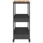 vidaXL Carrito de bar 3 niveles ratán PE y madera maciza acacia negro vidaXL Carrito de bar 3 niveles ratán PE y madera maciza acacia negro