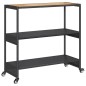 vidaXL Carrito de bar 3 niveles ratán PE y madera maciza acacia negro vidaXL Carrito de bar 3 niveles ratán PE y madera maciza acacia negro
