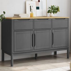 vidaXL Aparador FLORO madera maciza de pino gris 114x43x74 cm