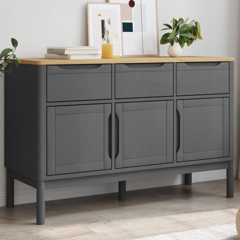 vidaXL Aparador FLORO madera maciza de pino gris 114x43x74 cm vidaXL Aparador FLORO madera maciza de pino gris 114x43x74 cm