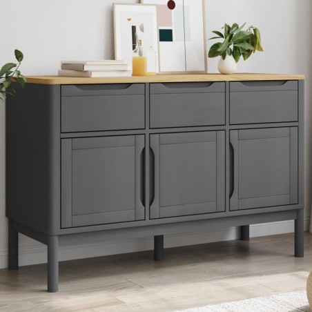 vidaXL Aparador FLORO madera maciza de pino gris 114x43x74 cm