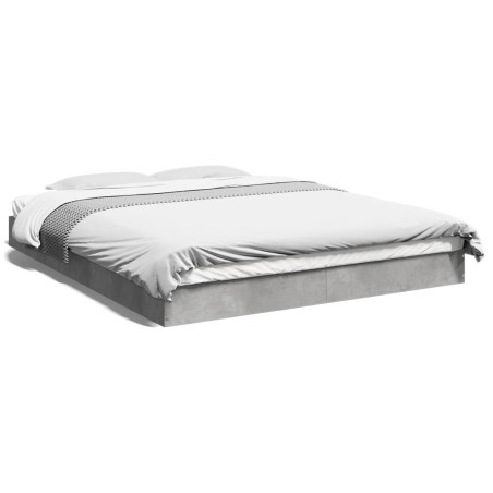 vidaXL Estructura de cama madera de ingeniería gris hormigón 150x200cm