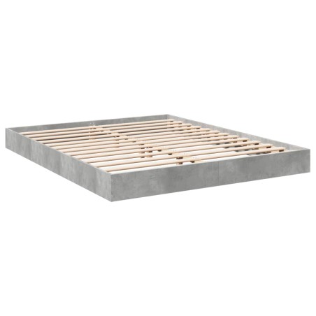 vidaXL Estructura de cama madera de ingeniería gris hormigón 150x200cm