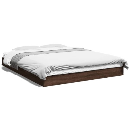 vidaXL Estructura de cama madera de ingeniería marrón roble 150x200 cm