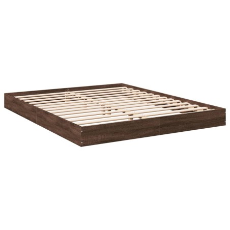 vidaXL Estructura de cama madera de ingeniería marrón roble 150x200 cm