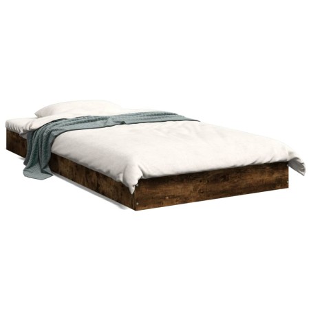 vidaXL Estructura de cama madera de ingeniería roble humo 100x200 cm