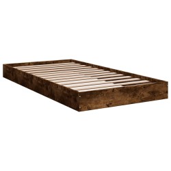 vidaXL Estructura de cama madera de ingeniería roble humo 100x200 cm