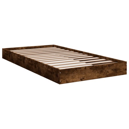 vidaXL Estructura de cama madera de ingeniería roble humo 100x200 cm