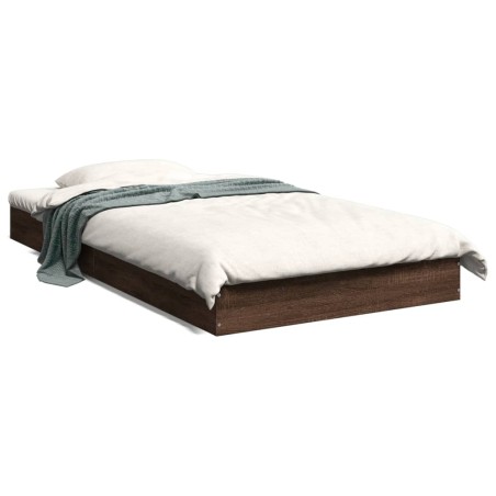 vidaXL Estructura de cama madera de ingeniería marrón roble 100x200 cm