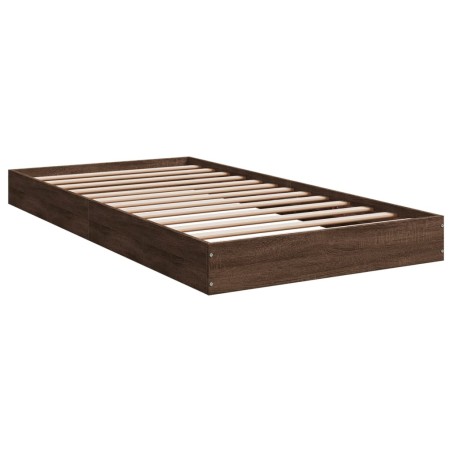 vidaXL Estructura de cama madera de ingeniería marrón roble 100x200 cm