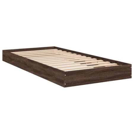 vidaXL Estructura de cama madera de ingeniería roble marrón 90x200 cm