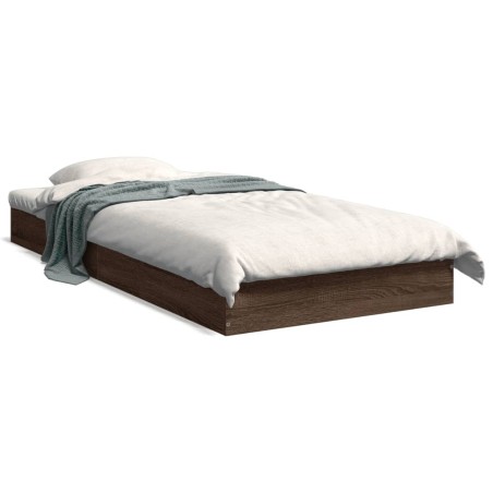 vidaXL Estructura de cama madera de ingeniería roble marrón 75x190 cm