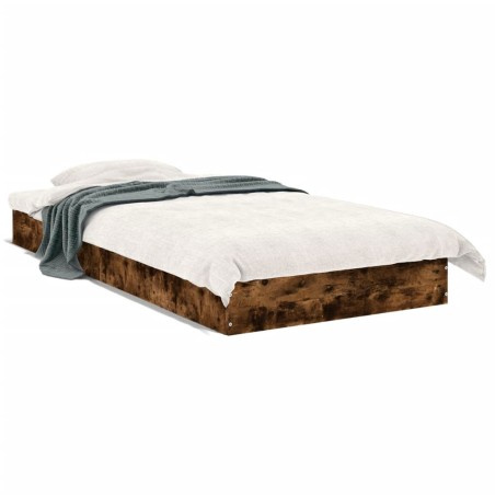 vidaXL Estructura de cama madera de ingeniería roble humo 75x190 cm
