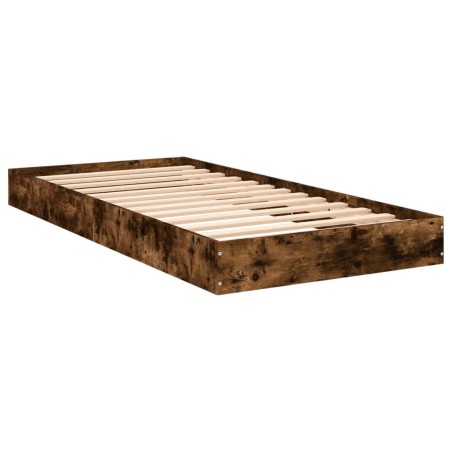 vidaXL Estructura de cama madera de ingeniería roble humo 75x190 cm