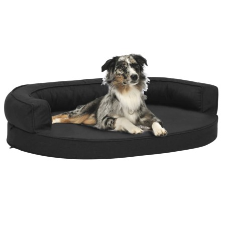 vidaXL Colchón de cama de perro ergonómico aspecto lino negro 75x53cm