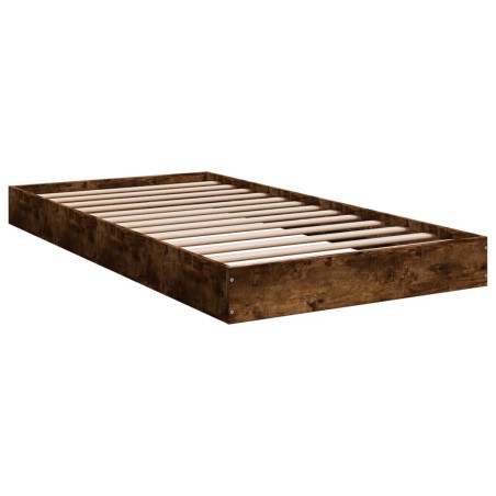 vidaXL Estructura de cama madera de ingeniería roble ahumado 90x190 cm