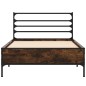 vidaXL Estructura cama madera ingeniería metal roble humo 100x200 cm