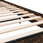 vidaXL Estructura cama madera ingeniería metal roble humo 100x200 cm