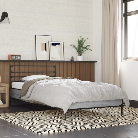 vidaXL Estructura cama madera ingeniería metal gris Sonoma 75x190 cm