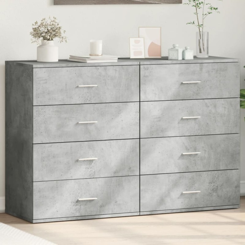 vidaXL Aparadores 2 uds madera de ingeniería gris hormigón 60x39x80 cm