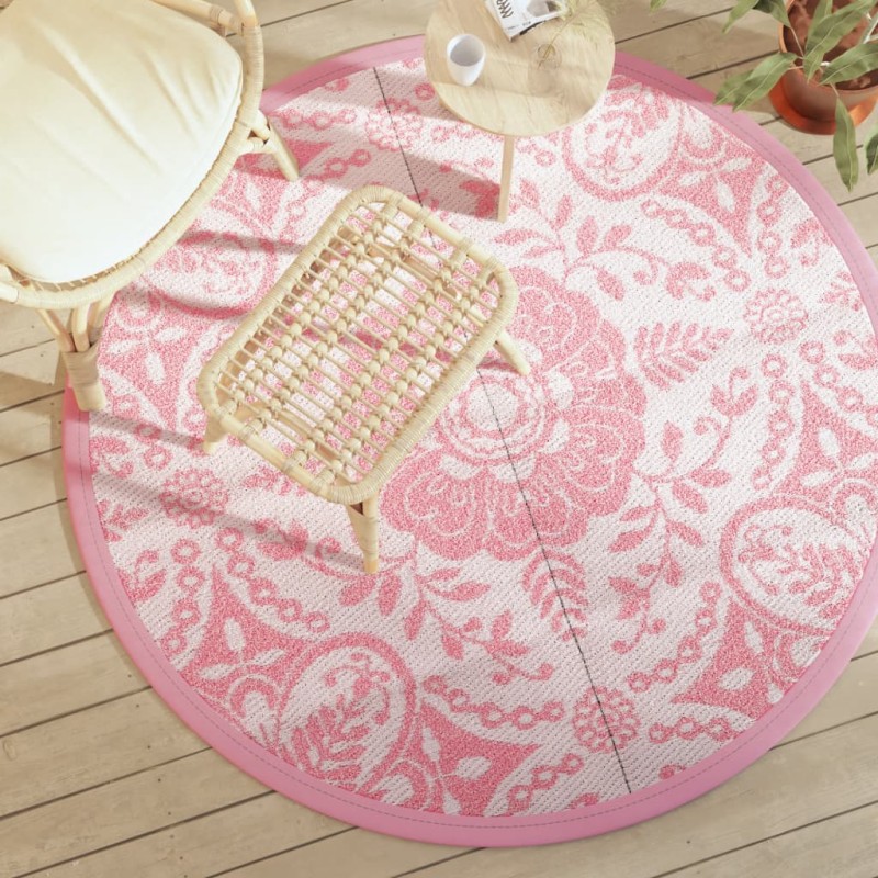 vidaXL Alfombra de exterior PP rosa Ø160 cm vidaXL Alfombra de exterior PP rosa Ø160 cm
