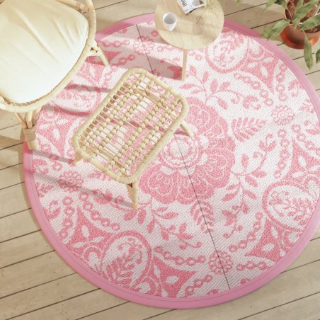 vidaXL Alfombra de exterior PP rosa Ø160 cm