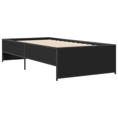 vidaXL Estructura de cama madera de ingeniería y metal negra 90x190 cm