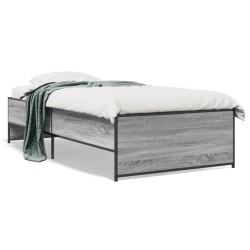 vidaXL Estructura cama madera ingeniería metal gris Sonoma 90x200 cm
