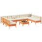 vidaXL Juego sofás jardín 10 pzas con conjines madera pino marrón cera vidaXL Juego sofás jardín 10 pzas con conjines madera pino marrón cera