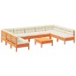 vidaXL Juego sofás jardín 10 pzas con conjines madera pino marrón cera vidaXL Juego sofás jardín 10 pzas con conjines madera pino marrón cera