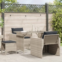 vidaXL Set de sofás de jardín 4 pzas y cojines ratán sintético gris
