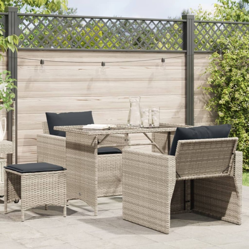 vidaXL Set de sofás de jardín 4 pzas y cojines ratán sintético gris vidaXL Set de sofás de jardín 4 pzas y cojines ratán sintético gris