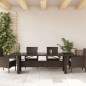 vidaXL Mesa de jardín superficie de vidrio ratán PE marrón 240x90x75cm vidaXL Mesa de jardín superficie de vidrio ratán PE marrón 240x90x75cm
