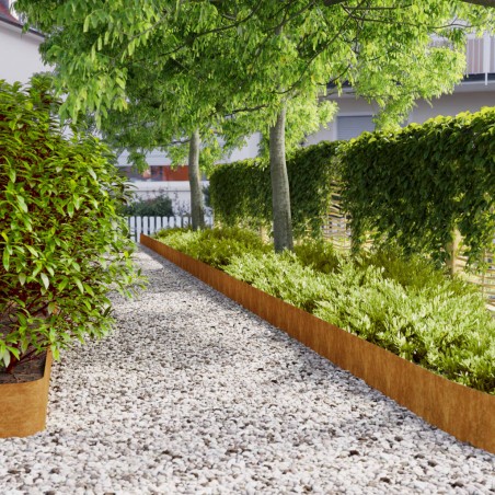 vidaXL Bordes de césped acero corten flexible 10 piezas 20x103 cm