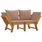 vidaXL Banco de jardín con cojines 2 en 1 madera maciza de acacia vidaXL Banco de jardín con cojines 2 en 1 madera maciza de acacia