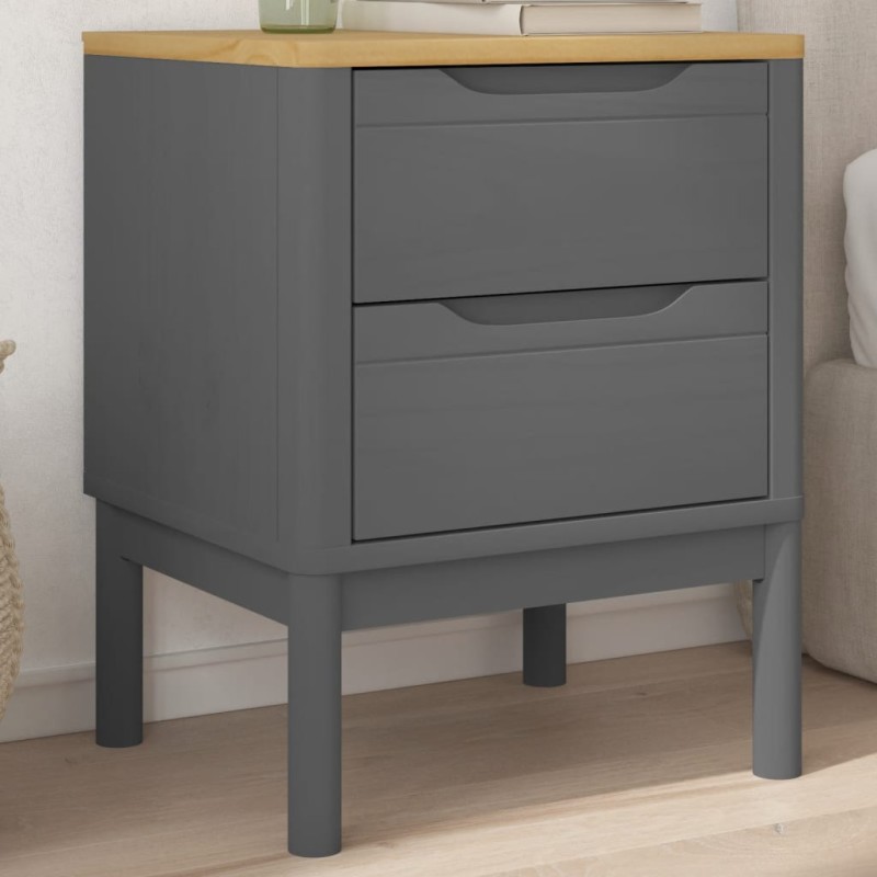 vidaXL Mesita de noche FLORO madera maciza de pino gris 45x39x57 cm vidaXL Mesita de noche FLORO madera maciza de pino gris 45x39x57 cm
