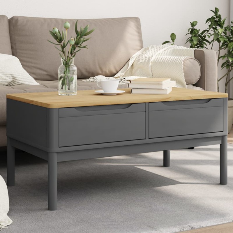 vidaXL Mesa de centro FLORO madera maciza de pino gris 99x55,5x45 cm vidaXL Mesa de centro FLORO madera maciza de pino gris 99x55,5x45 cm