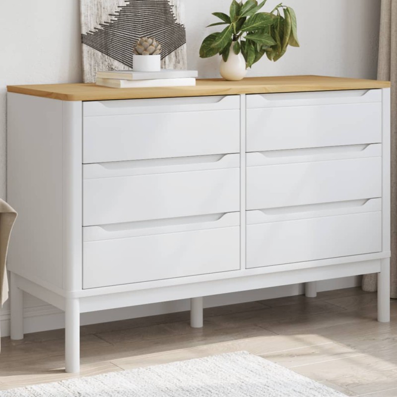 vidaXL Cómoda cajonera FLORO madera maciza de pino blanco vidaXL Cómoda cajonera FLORO madera maciza de pino blanco