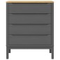 vidaXL Cómoda cajonera FLORO madera maciza de pino gris