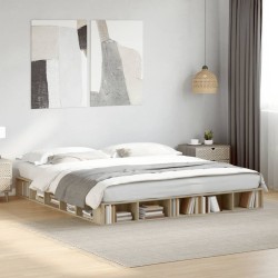 vidaXL Estructura de cama madera de ingeniería roble Sonoma 200x200 cm