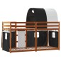vidaXL Litera con cortinas madera maciza pino blanco y negro 90x190 cm vidaXL Litera con cortinas madera maciza pino blanco y negro 90x190 cm