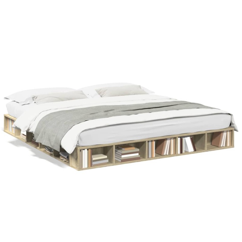 vidaXL Estructura de cama madera de ingeniería roble Sonoma 180x200 cm vidaXL Estructura de cama madera de ingeniería roble Sonoma 180x200 cm