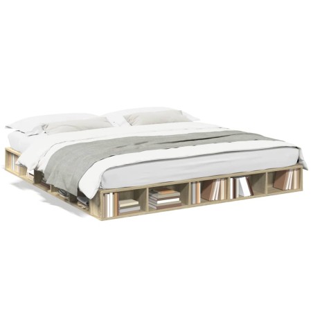 vidaXL Estructura de cama madera de ingeniería roble Sonoma 180x200 cm