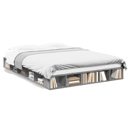 vidaXL Estructura de cama madera de ingeniería gris Sonoma 140x200 cm