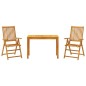 vidaXL Juego de comedor de jardín 3 piezas madera maciza de acacia vidaXL Juego de comedor de jardín 3 piezas madera maciza de acacia