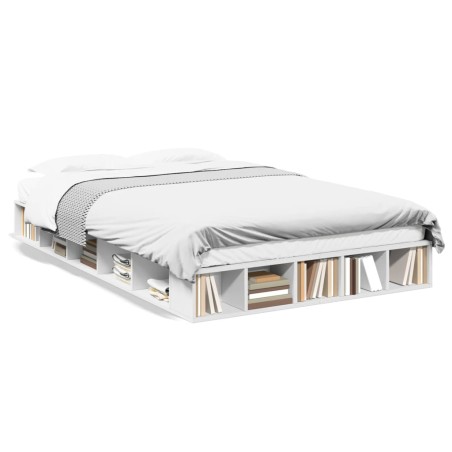vidaXL Estructura de cama madera de ingeniería blanca 135x190 cm