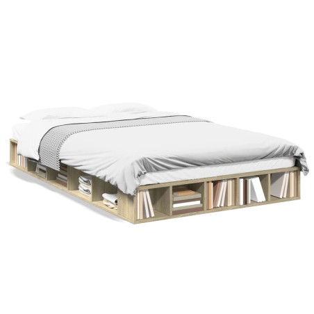 vidaXL Estructura de cama madera de ingeniería roble Sonoma 120x190 cm