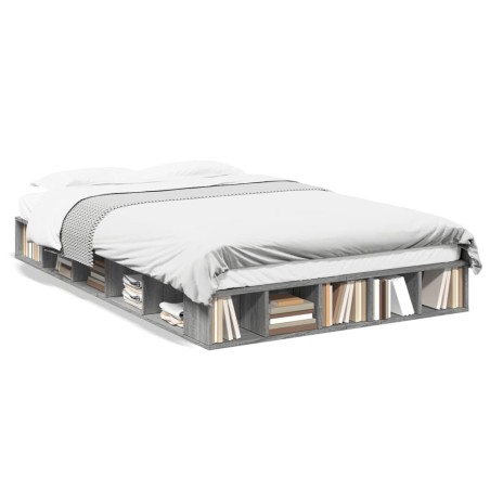 vidaXL Estructura de cama madera de ingeniería gris Sonoma 140x190 cm